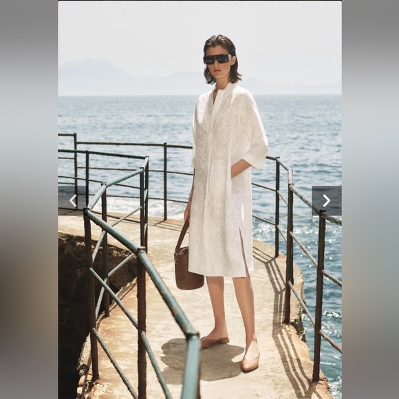 Amina Rubinacci White Linen Midi Dress Giotto - Picture 2 of 12